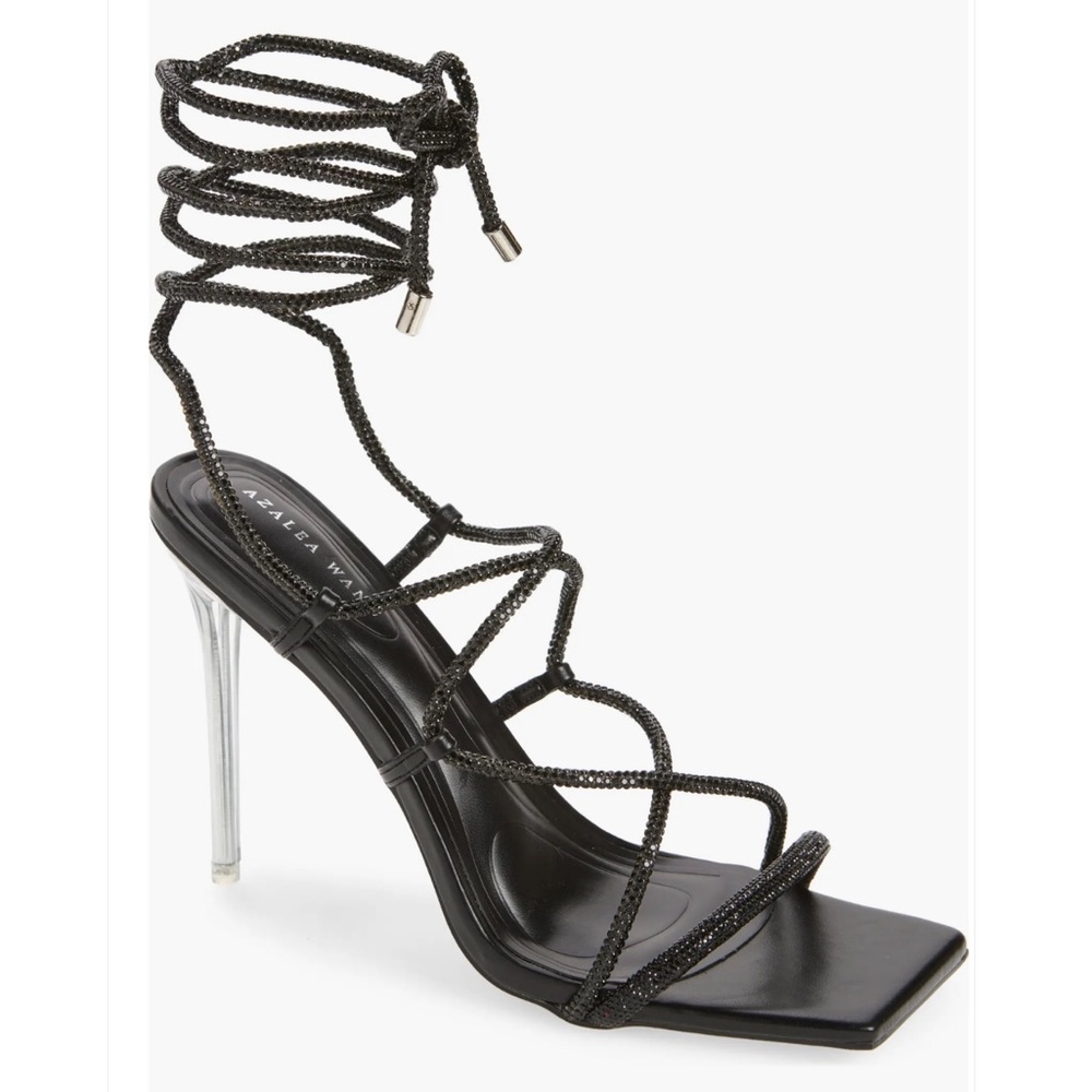 New AZALEA WANG Beatrixed Ankle Wrap Sandal Women’s SIZE 9 Black